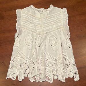 Bell by Alicia Bell Chloe White sleeveless eyelet flowy cotton top S.